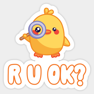 R U OK?: Cute Duckling Detective Sticker